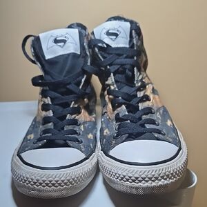 Converse Mens Black and Tan Justice League Logo High-Top Sneakers